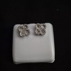 Silver Diamond Clover Earrings | 925 Sterling Silver | 0.552 CTW
